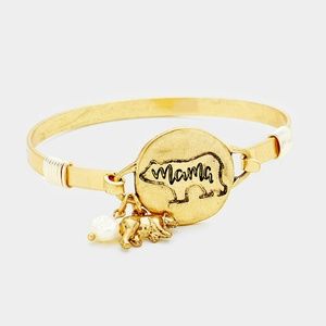 Mama Bear pearl charms Metal Disc Hook bracelet